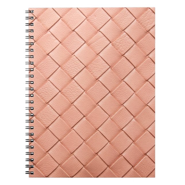 Light pink woven leather texture notebook (Front)