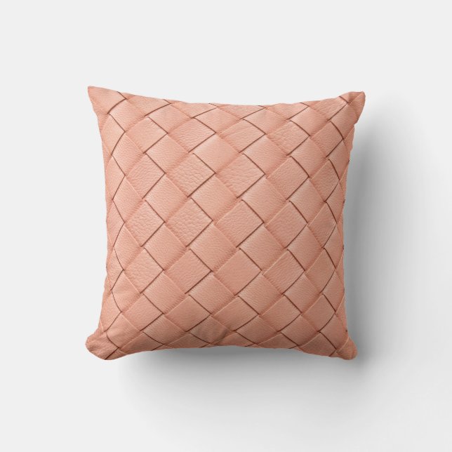 Light pink woven leather texture throw pillow (Front)