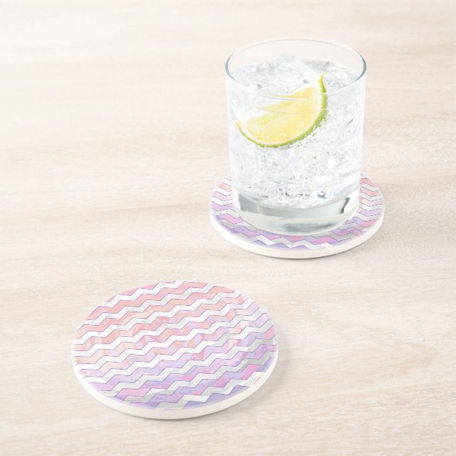 Light Pink Zig Zag Pattern Drink Coaster (Side)