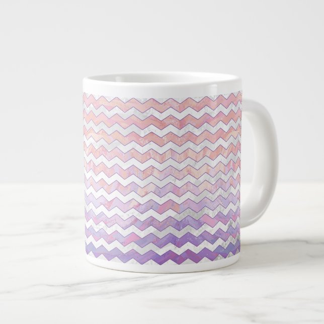 Light Pink Zig Zag Pattern Giant Coffee Mug (Front Right)