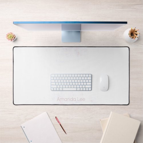 Light Pinky Grunge Effect on White with Name Desk Mat