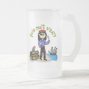 Light Pirate Girl Frosted Glass Beer Mug