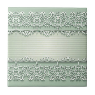 Light Pistachio Lace Look Ceramic Tile