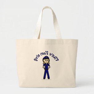 Light Police Officer Girl Large Tote Bag