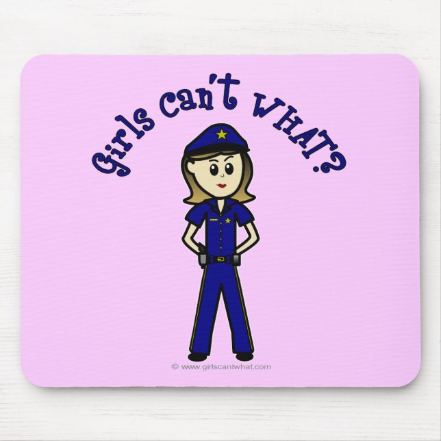Light Police Officer Girl Mouse Pad (Front)