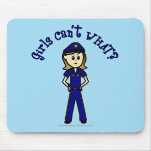 Light Police Officer Girl Mouse Pad