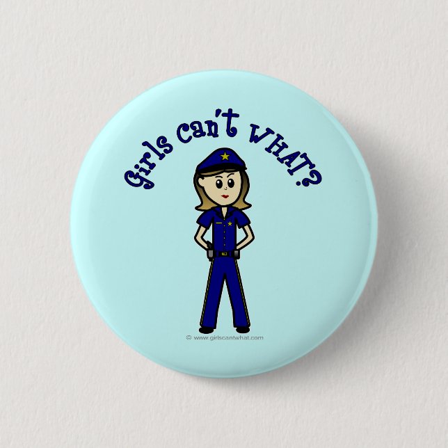 Light Police Officer Girl Pinback Button (Front)