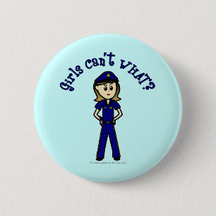 Light Police Officer Girl Pinback Button