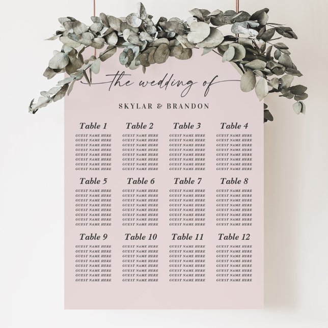 Light Porcelain Pink Seating Chart Wedding Sign (Creator Uploaded)