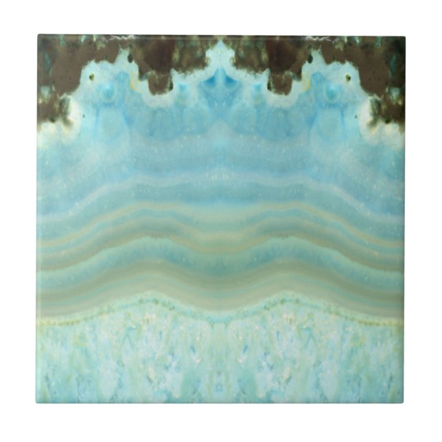 Light Powder Blue Agate Geode Crystal Pattern Ceramic Tile (Front)