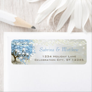 Light Powder Blue Heart Leaf Tree Return Address Label