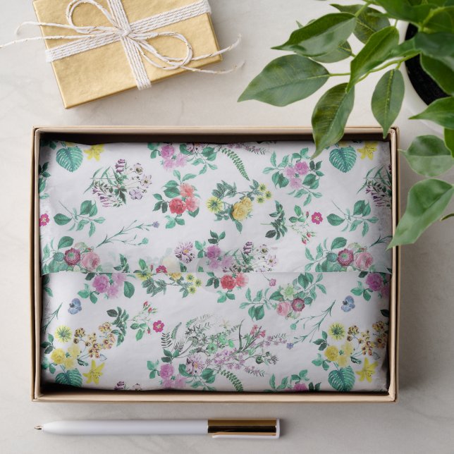 Light Pretty Floral Pattern Tissue Paper (Gift)