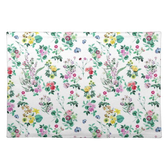 Light Pretty Summer Floral Pattern Cloth Placemat (Front)