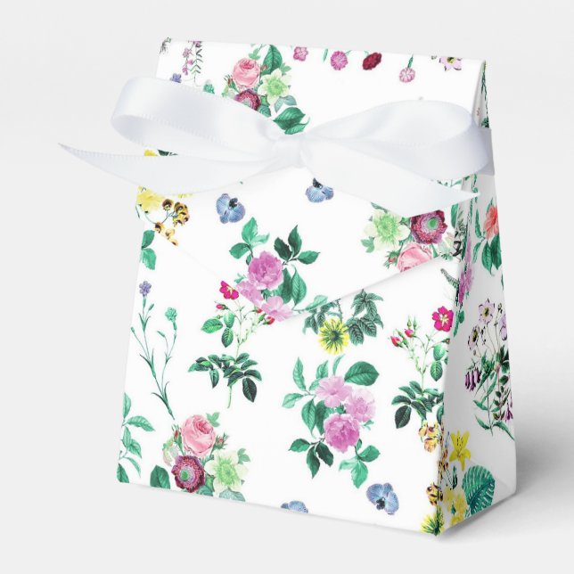 Light Pretty Summer Floral Pattern Favor Boxes (Front Side)