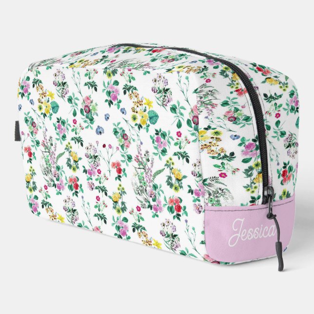 Light Pretty Summer Floral Personalised Dopp Kit (Right Corner)