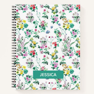 Light Pretty Summer Floral Personalised Notebook
