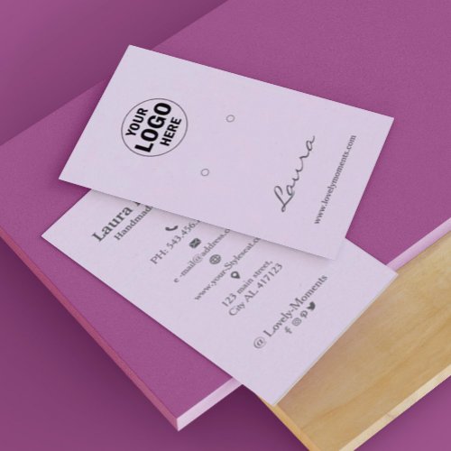 Light Purple Add Your Logo Earring Display Business Card