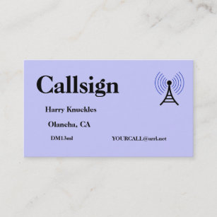 Light Purple Amateur Radio Call Sign Business Card