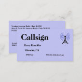 Light Purple Amateur Radio Call Sign Business Card (Front/Back)