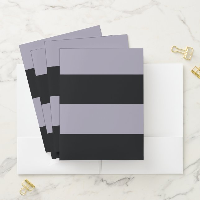 Light Purple and Black Simple Extra Wide Stripes Pocket Folder (In Situ)