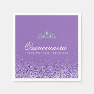 Light Purple and Glitter Quinceanera Napkins