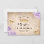 Light Purple and Gold Rose Parchment Elegant Save The Date (Front)