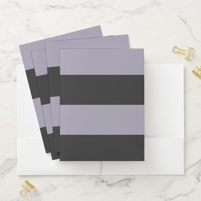 Light Purple and Gray Simple Extra Wide Stripes Pocket Folder (In Situ)