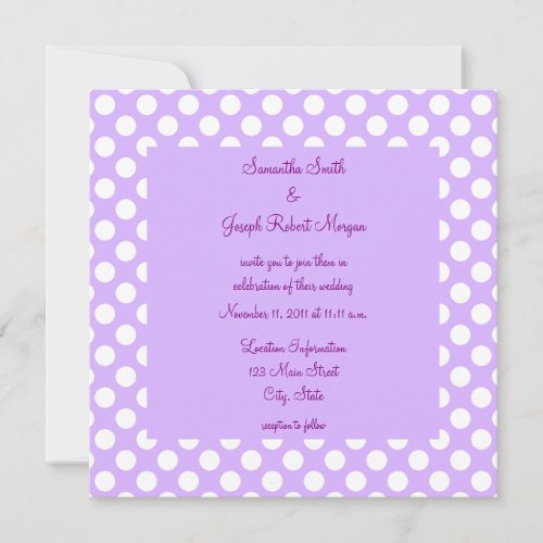 Light Purple and White Polka Dot Wedding Personalized Announcements