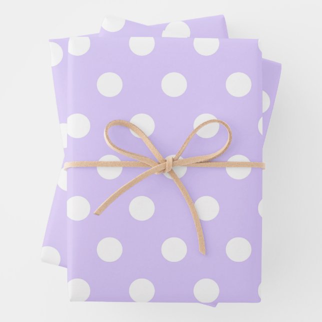 Light Purple and White Polka Dot  Wrapping Paper Sheets (In situ)