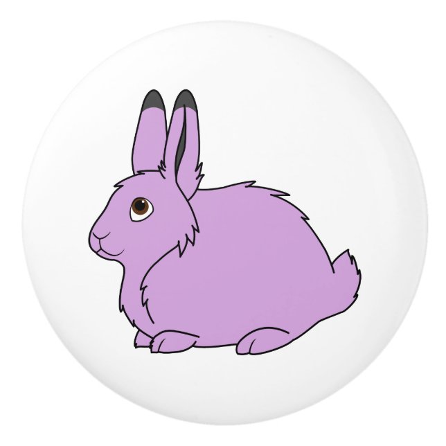 Light Purple Arctic Hare Ceramic Knob (Front)
