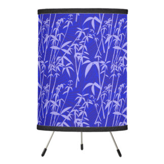 Light purple bamboo pattern, royal blue background tripod lamp