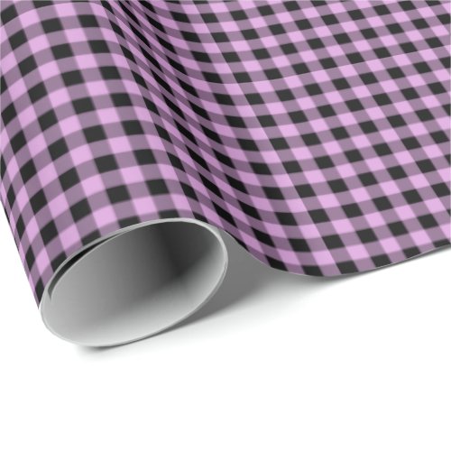 Light Purple  Black Gingham Wrapping Paper