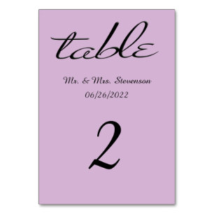 Light Purple Black Name and Date Table Number