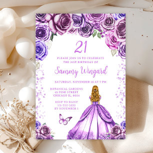 Light Purple Blonde Hair Princess Birthday Party Invitation