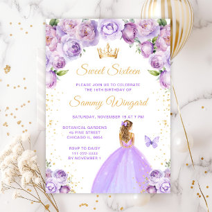 Light Purple Blonde Hair Princess Sweet Sixteen Invitation