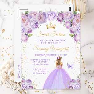 Light Purple Blonde Hair Princess Sweet Sixteen Postcard