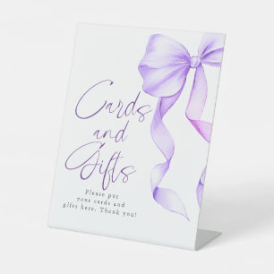 Light Purple Bow Cards and Gifts Bridal Shower Pedestal Sign