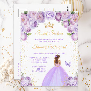 Light Purple Brown Hair Princess Sweet Sixteen Postcard