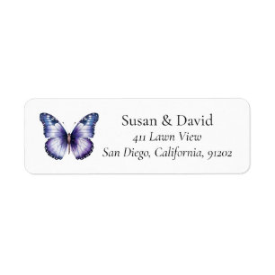 Light Purple Butterfly Address Label