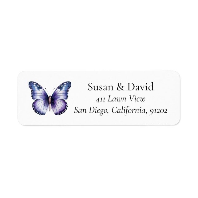 Light Purple Butterfly Address Label (Front)