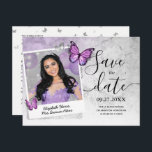Light Purple Butterfly Photo Save the Date Announcement Postcard<br><div class="desc">Create your own elegant light purple butterfly save the date postcards with a unique, beautiful DIY template that has both silver and gold options. The watercolor artwork illustrated by Raphaela Wilson spotlights lilac lavender butterflies with a soft rose/floral pattern on the wings, faux silver butterfly confetti, and a vintage, rustic...</div>