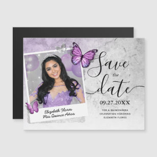Light Purple Butterfly Photo Save the Date Magnets