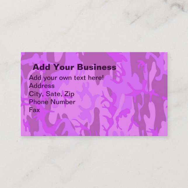 Light Purple Camouflage Business Card (Front)
