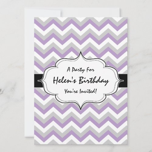 Light Purple Chevron Bold Modern ZigZag Pattern Invitation