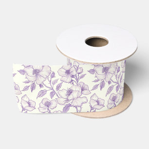 Light Purple Chinoiserie Decoupage Satin Ribbon