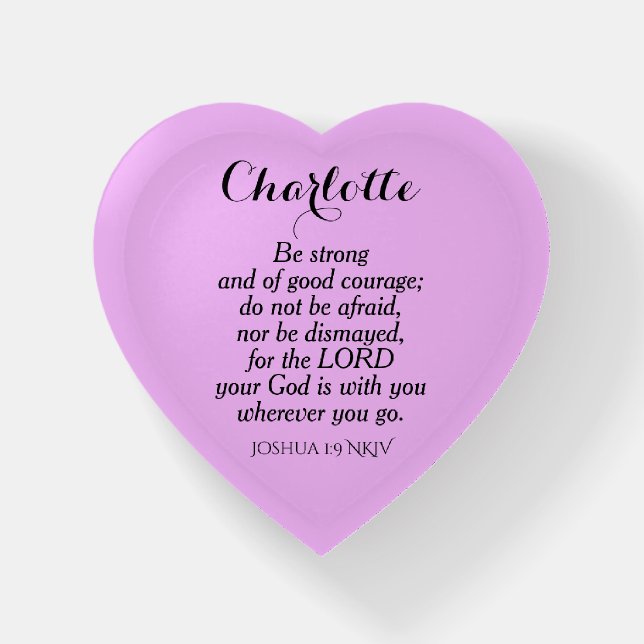 Light Purple Courage Bible Verse Custom Name Paperweight (Front)