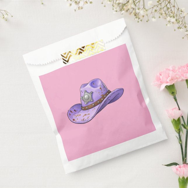 Light Purple Cowgirl Hat-Pink Background Favor Bag (Sealed)