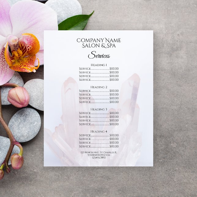 Light Purple Crystals Spa Salon Services Menu Flyer (Creator Uploaded)