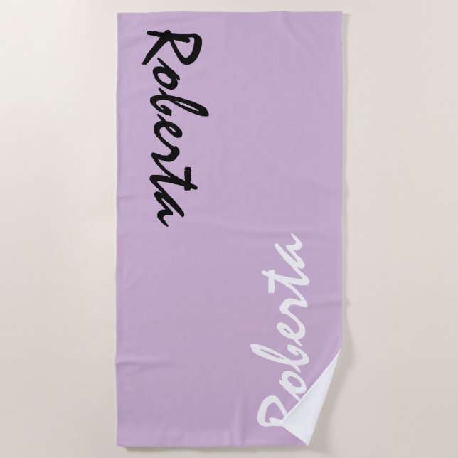 Light Purple Custom Name Personalized Beach Towel (Front)