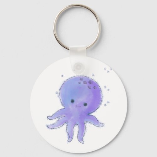 Light Purple Cute Octopus Watercolor Keychain